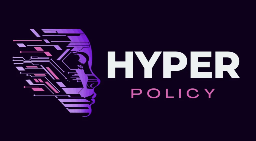 Hyper Policy’s purple and white logo on a dark background.